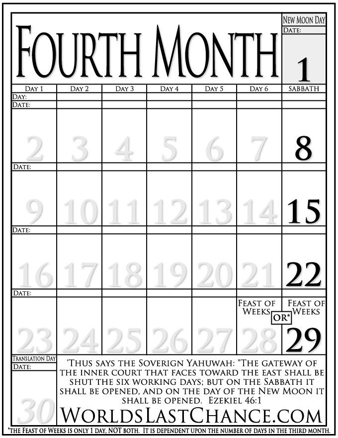 Biblical Calendar - Month 4